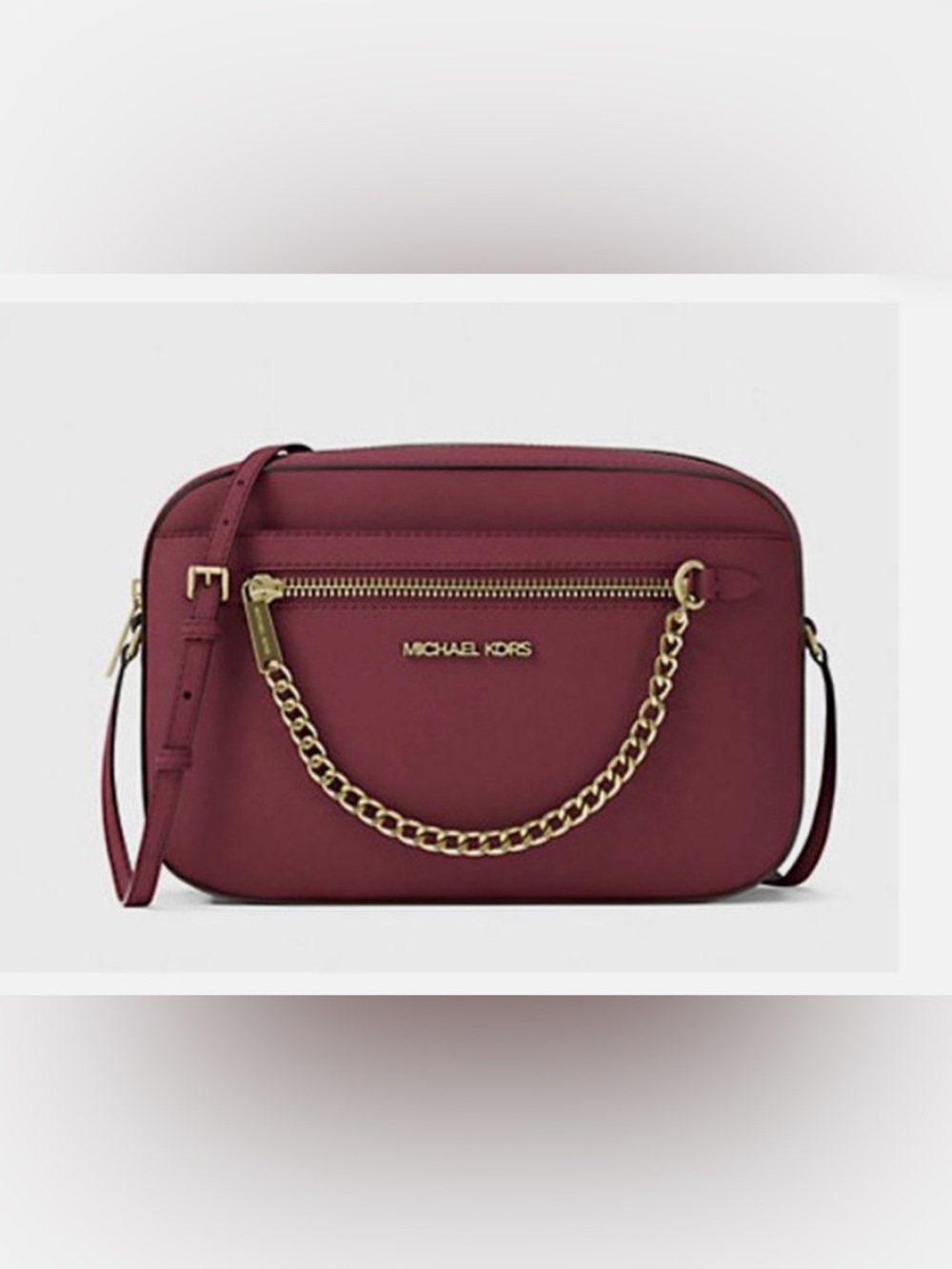 Michael Kors Burgundy Crossbody Bag with Gold Chain 👜